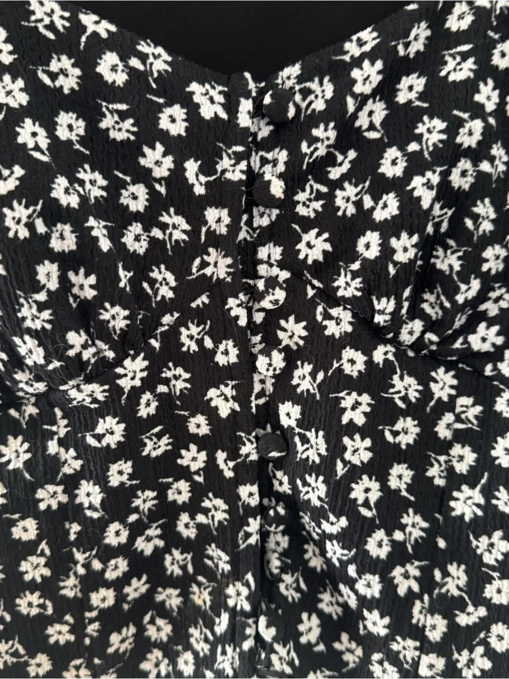 Free People Black Floral Puff Sleeve Crop Top - Size S